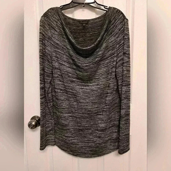 Banana  Republic Long Sleeved Sweater Cowl Neck Heathered Grey Black Size M - Picture 8 of 12